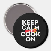 Funny Cooking Chef Keep Calm en Cook on Magneet (Voorkant / Achterkant)