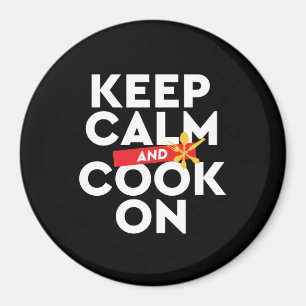 Funny Cooking Chef Keep Calm en Cook on Magneet