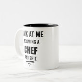 Funny Cooking Gift for Chef Funny Chef Shirt Tweekleurige Koffiemok (Voorkant links)