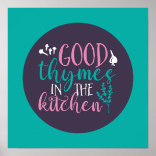 Funny Cooking Good Thymes in de Keukenrokunst Poster