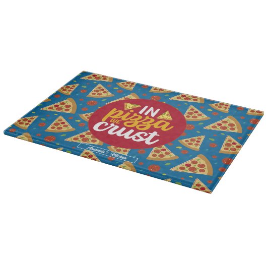 Funny Cooking Italy Food Pun Retro Pizza Pattern Snijplank (Hoek)