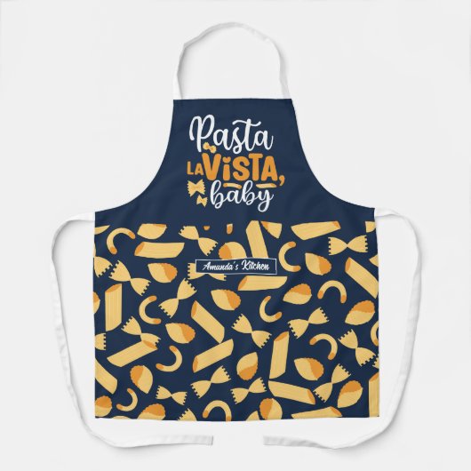 Funny Cooking Pasta La Vista Italiaans voedselpatr Schort (Voorkant)