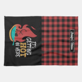 Funny Cooking Pun Het wordt Hot Red Black Pset Theedoek (Horizontaal)