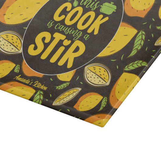 Funny Cooking Pun  Retro Lemon Pattern Snijplank (Hoek)