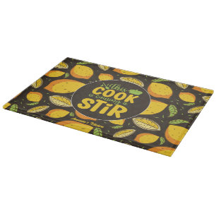 Funny Cooking Pun  Retro Lemon Pattern Snijplank