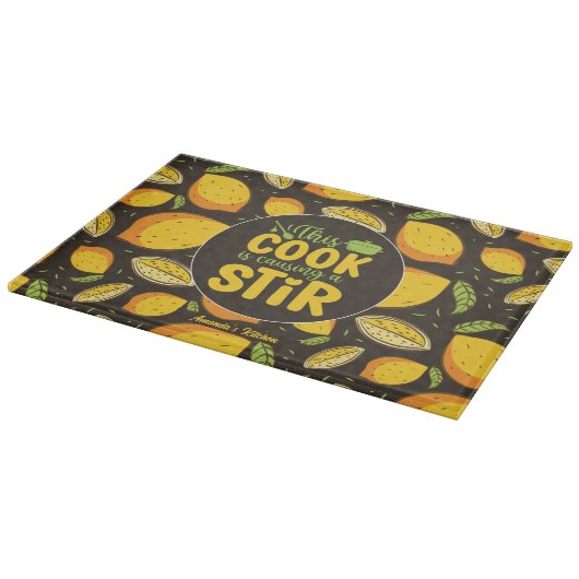 Funny Cooking Pun  Retro Lemon Pattern Snijplank (Hoek)