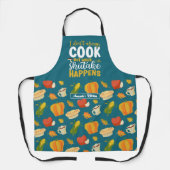 Funny Cooking Pun Thanksgiving Food Pattern Schort (Voorkant)