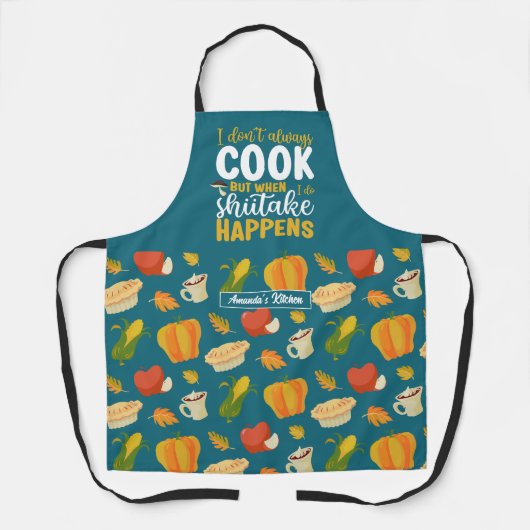 Funny Cooking Pun Thanksgiving Food Pattern Schort (Voorkant)