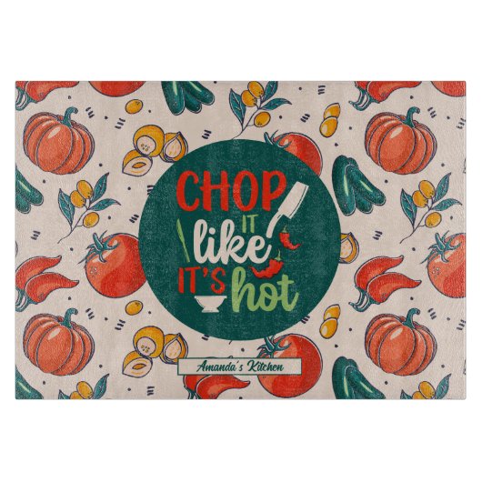 Funny Cooking Pun  Vegetable Food Pattern Snijplank (Voorkant)