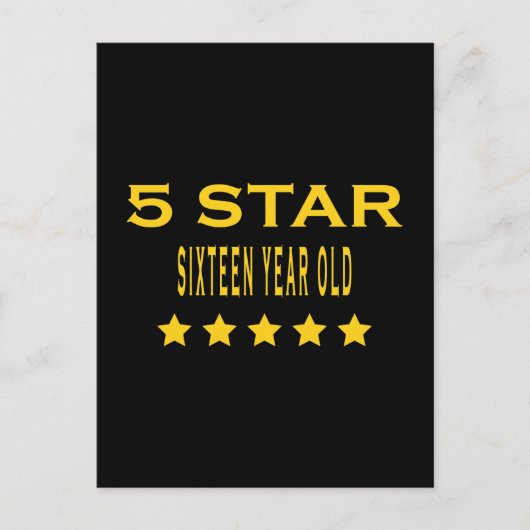 Funny Cool 16th Birthdays : Vijf sterren zestien Briefkaart (Voorkant)