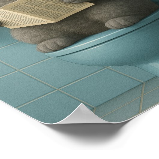 Funny Cool Cat Bathroom Trendy Wall Art  Poster (Hoek)