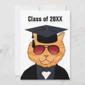 Funny Cool Cat Cartoon Graduation Party Invitation Kaart (Achterkant)