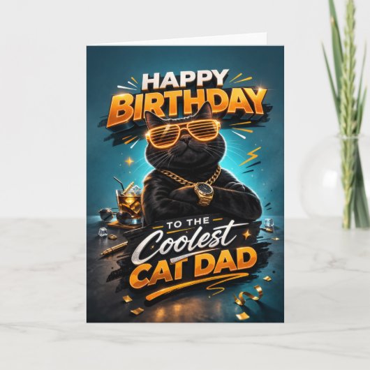 Funny Cool Cat Dad Happy Birthday Card for Men Kaart (Voorkant)