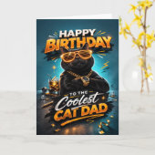 Funny Cool Cat Dad Happy Birthday Card for Men Kaart (Gele Bloem)