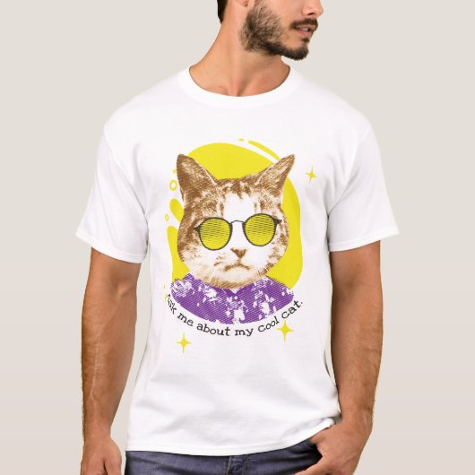 Funny Cool Cat in zonnebril T-shirt (Voorkant)