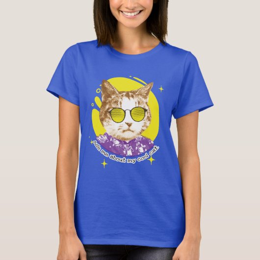 Funny Cool Cat in zonnebril T-shirt (Voorkant)