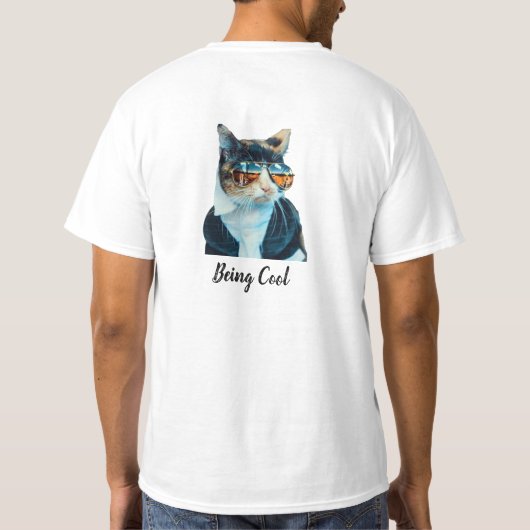 Funny Cool Cat met zonnebrillen Witte T-shirt (Achterkant)