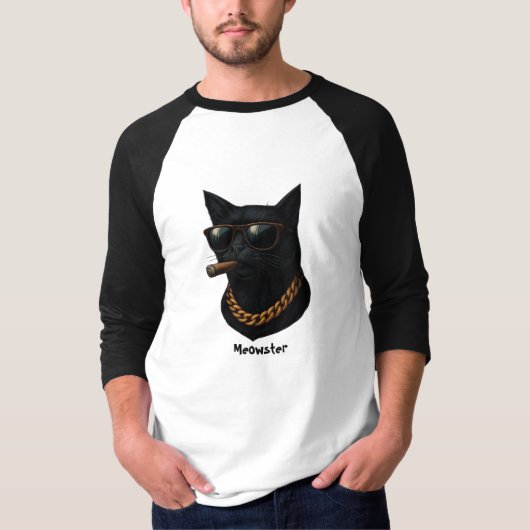 Funny Cool Cat Shirt– Meowster Gangsta Cat T-Shirt (Voorkant)