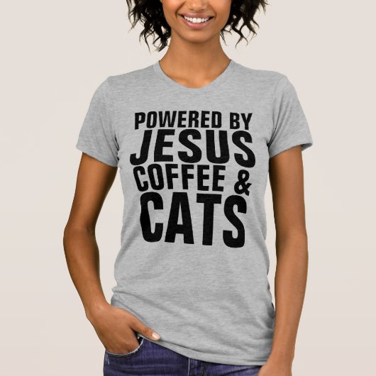 Funny Cool CAT-shirten, CATS COFFEE JESUS T-shirt (Voorkant)