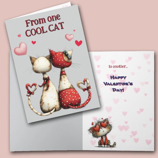 Funny Cool Cat Valentine Card Feestdagen Kaart