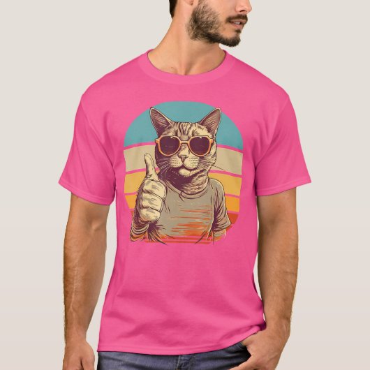 Funny Cool Cat With Sunglasses Thumbs Up Sunglasse T-shirt (Voorkant)