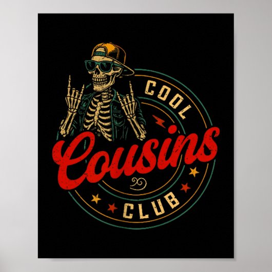 Funny Cool Cousins Club Shirt Cousin Crew Skeleton Poster (Voorkant)