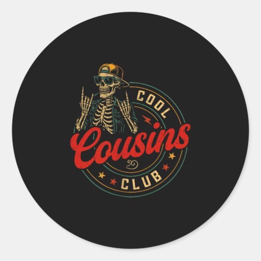Funny Cool Cousins Club Shirt Cousin Crew Skeleton Ronde Sticker (Voorkant)