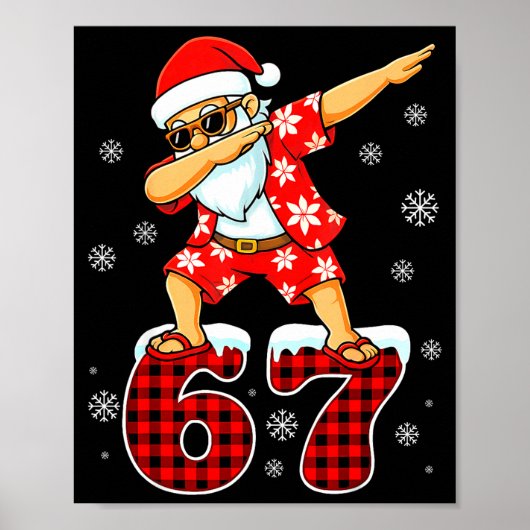 Funny Cool Dabbing Santa Hawaii 67 Meme Christmas Poster (Voorkant)