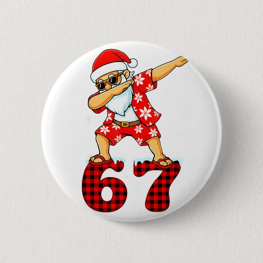 Funny Cool Dabbing Santa Hawaii 67 Meme Christmas  Ronde Button 5,7 Cm (Voorkant)