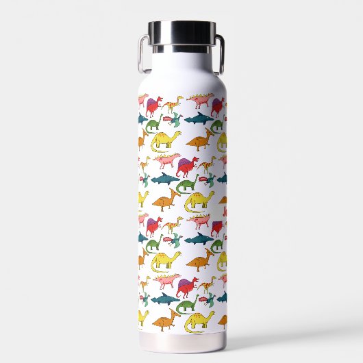 Funny Cool Dinosaur Pattern gepersonaliseerd Waterfles (Voorkant)