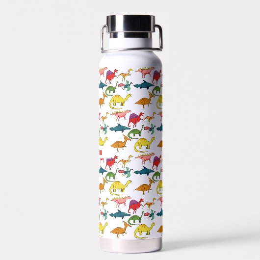 Funny Cool Dinosaur Pattern gepersonaliseerd Waterfles (Achterkant)