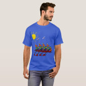Funny Cool Ducks in a Row Boat Cartoon T-shirt (Voorkant volledig)