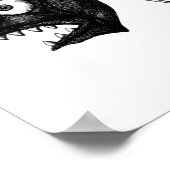 Funny cool fish skeleton ink drawing art poster (Hoek)