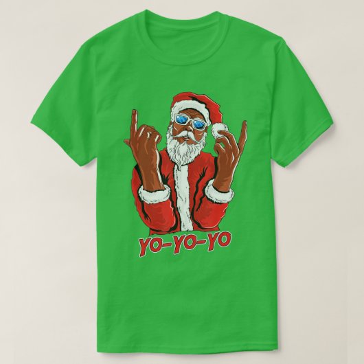 Funny Cool Hip Hop Santa zegt "Yo Yo Yo T-shirt (Design voorkant)