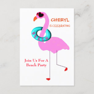 Funny Cool in Shades roze flamingo Beach Party Kaart