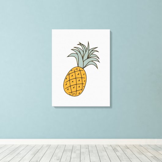 Funny cool pineapple  canvas afdruk (Insitu (Houten vloer))