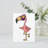Funny Cool Pink Flamingo Bird met zonnebril Briefkaart (Staand voorkant)