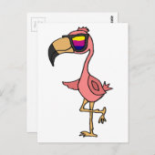Funny Cool Pink Flamingo Bird met zonnebril Briefkaart (Voorkant / Achterkant)