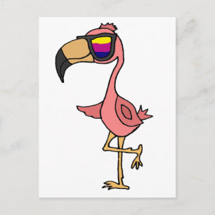 Funny Cool Pink Flamingo Bird met zonnebril Briefkaart