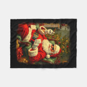 Funny Cool Sungles Cigar And Milk Santa Christmas Fleece Deken (Voorkant (Horizontaal))