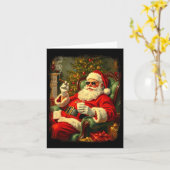 Funny Cool Sungles Cigar And Milk Santa Christmas  Kaart (Gele Bloem)