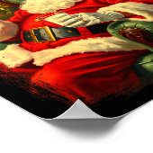 Funny Cool Sungles Cigar And Milk Santa Christmas  Poster (Hoek)