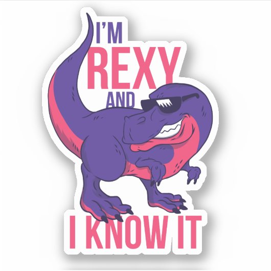 Funny Cool T-Rex Rexy en ik ken het Dinosaur Sticker (Voorkant)