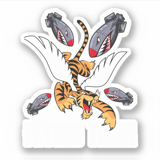 Funny Cool Tiger Flying Novelty Graphic. Perfect Sticker (Voorkant)