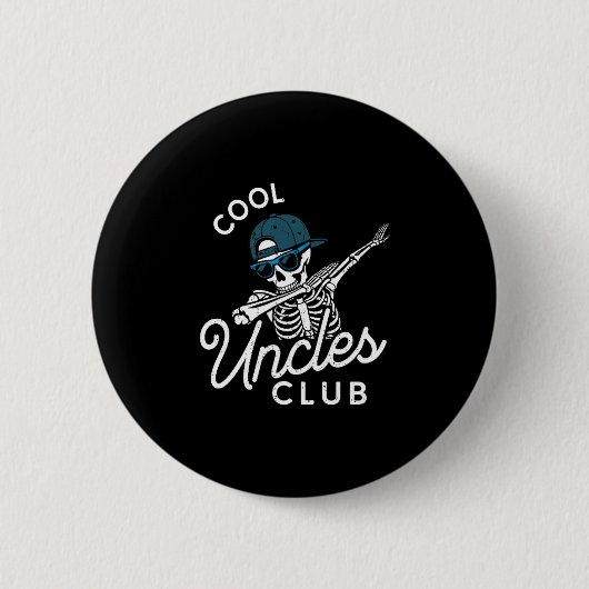Funny Cool Uncles Club Shirt Funny Skeleton Uncle Ronde Button 5,7 Cm (Voorkant)