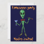 Funny coole alien Halloween party call card Kaart (Voorkant)