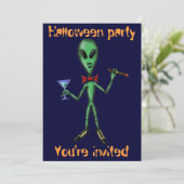 Funny coole alien Halloween party call card Kaart (Staand voorkant)