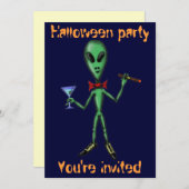 Funny coole alien Halloween party call card Kaart (Voorkant / Achterkant)