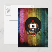 Funny coole rock&roll owl met piercings briefkaart (Voorkant / Achterkant)