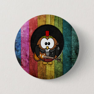 Funny coole rock&roll owl met piercings ronde button 5,7 cm